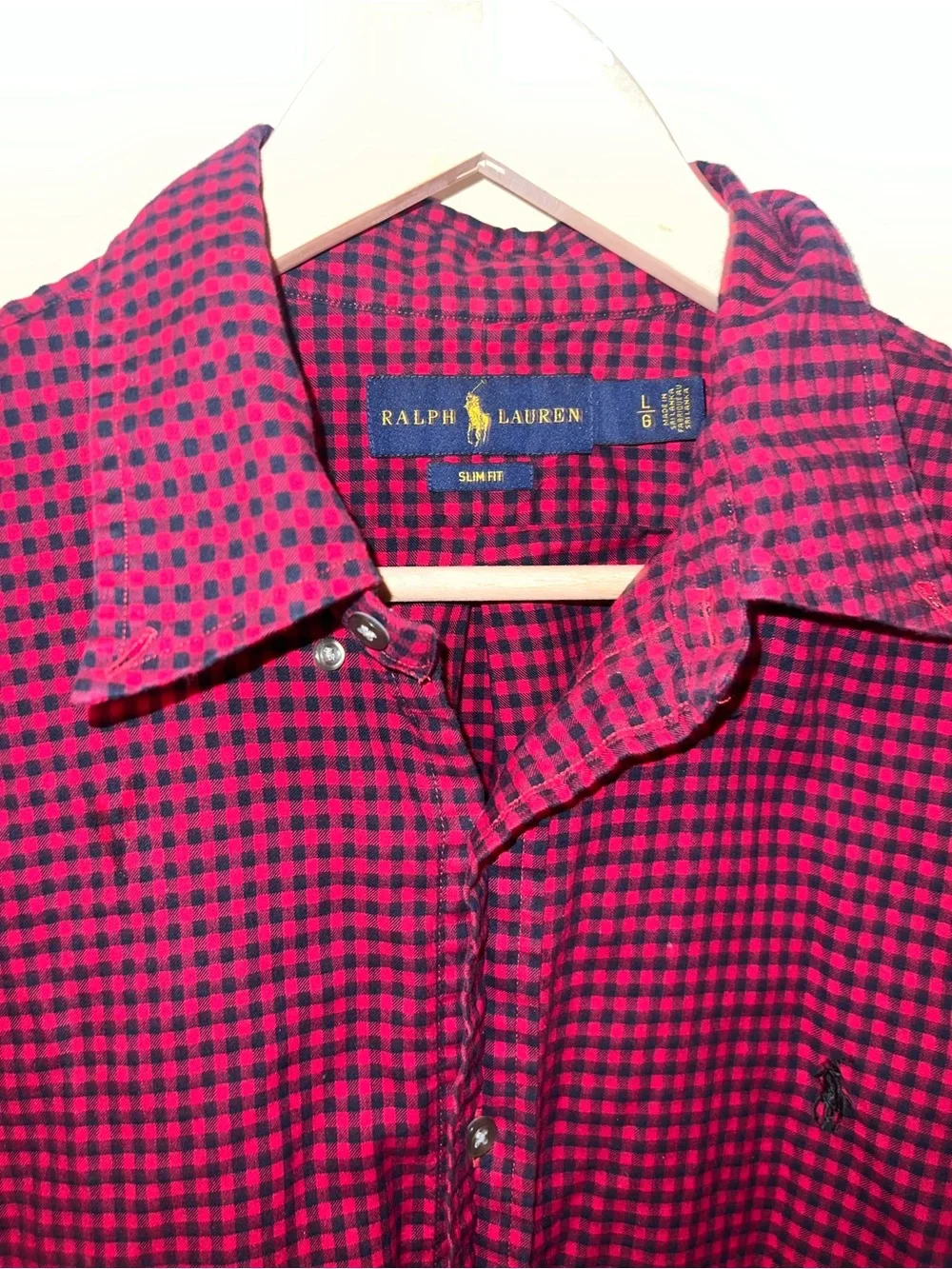 Ralph Lauren Red and Black Micro-Check Button-Down Shirt